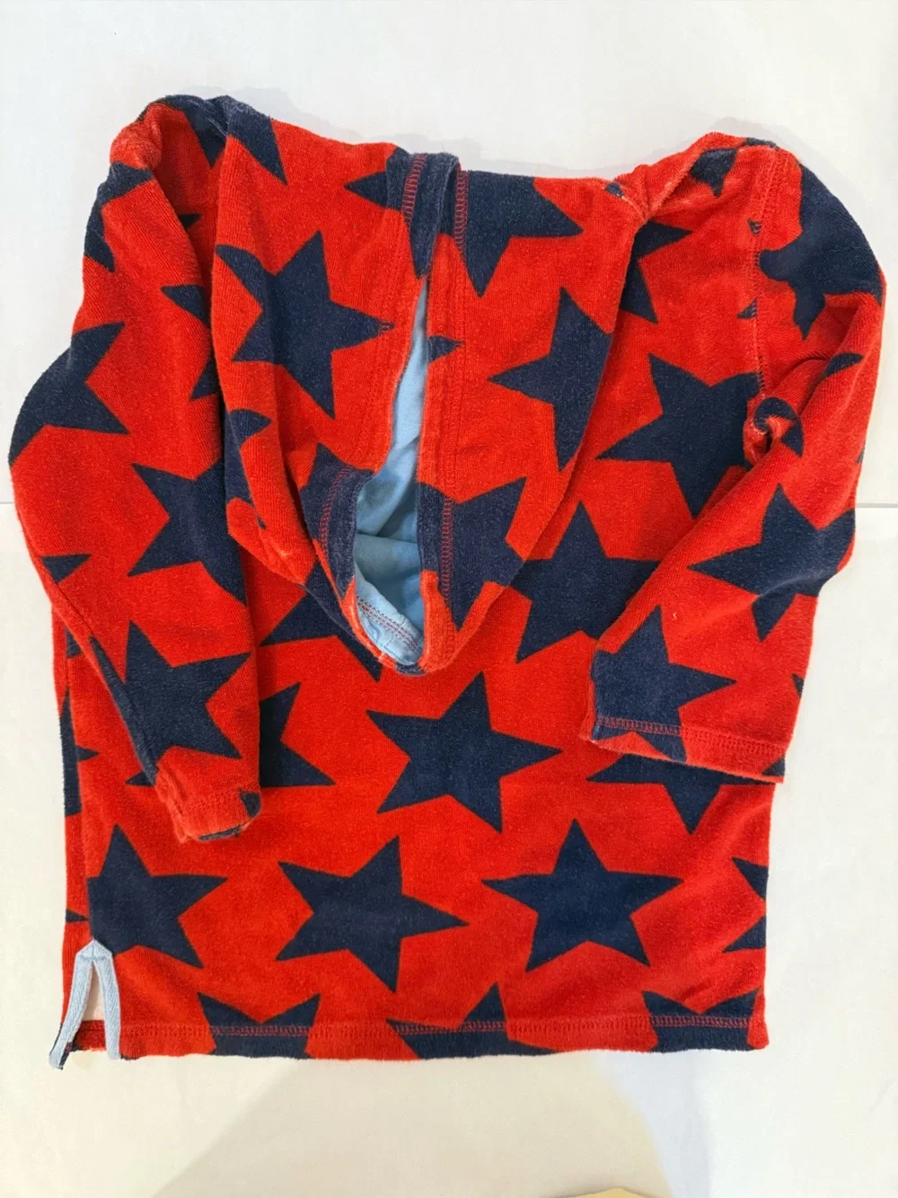 Mini Boden Kids Red Star Toweling Hooded Sweatshirt -Terry